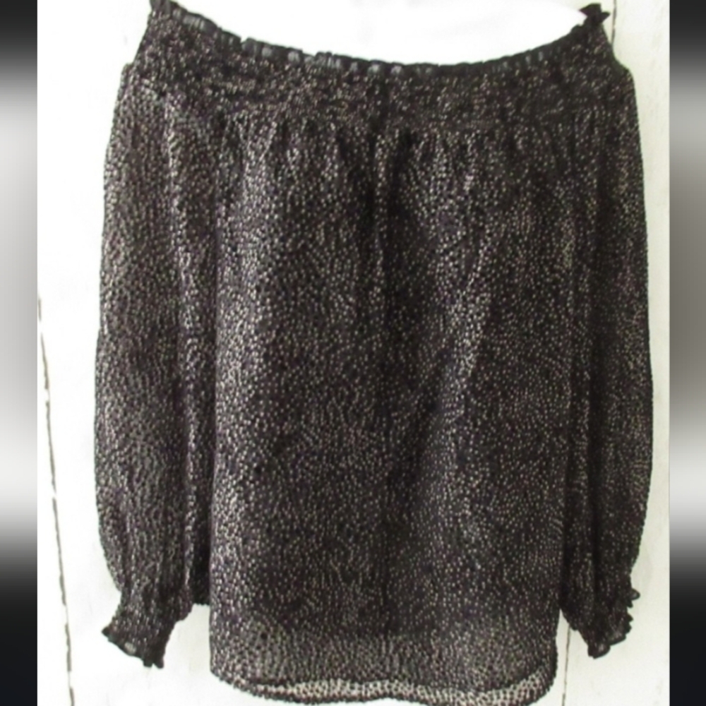 White House Black Market Sheer Black Blouse - Picture 2 of 5